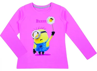 Produktbild von Minions Pullover für Mädchen - Bzzzz Sweatshirt Kinder Shirt langärmlig Rundhalsausschnitt Pink 122-128