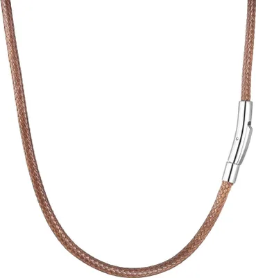 Image de Collier en cuir homme 2/3mm noir/marron 46-76cm avec fermoir