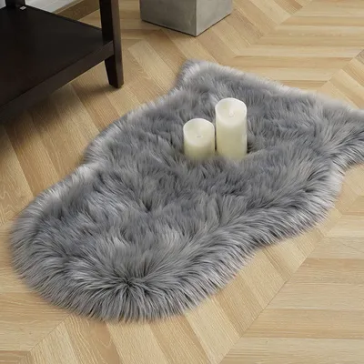 Productafbeelding van Imitatieschapenvacht Tapijt Zacht en Pluizig Grijs 75 x 120 cm