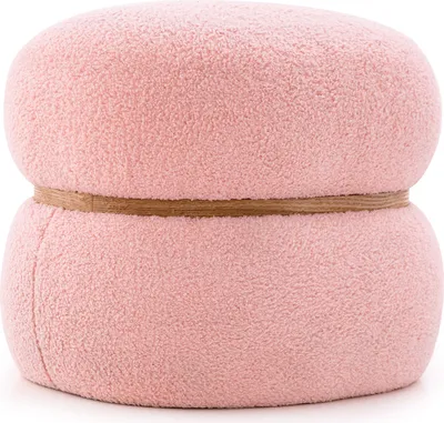 Produktbild von COSTWAY Sitzhocker oval, Schminkhocker gepolsert aus Sherpa mit rutschfeste Fußpolster, Ottomane Samthocker für Eingang Wohnzimmer, 44 x 35 x 35 cm, Rosa