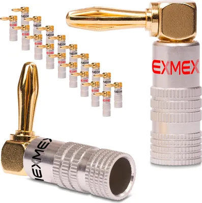 Produktbild von Bananenstecker winkel 4mm NEXMEX 20x schraubbar 24K vergoldet Lautsprecherkabel