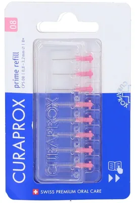 Produktbild von CURAPROX CPS 08 Zahnbürstenkopf Prime, pink, 8 Stück