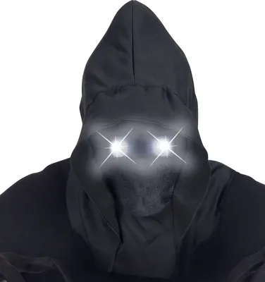 Produktbild von WIDMANN Maske Unsichtbares Gesicht mit Kapuze und weißen leuchtenden Augen schwarz