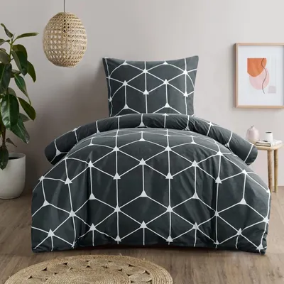 Obrázok produktu pre Solidchoice – Geometrická obliečka na prikrývku, 155 x 220 cm, s vankúšovými obliečkami