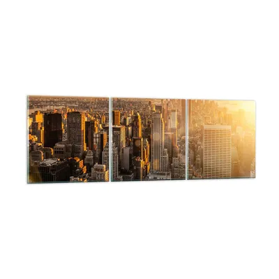 Produktbild von Bilder auf glas - New York Wolkenkratzer Manhattan - 90x30cm - Glasbilder - Wandbilder - Kunstdruck - zum Aufhängen bereit - Wanddekoration aus Glas - Glas Bilder - Wandbild auf Glas - GCA90x30-2672