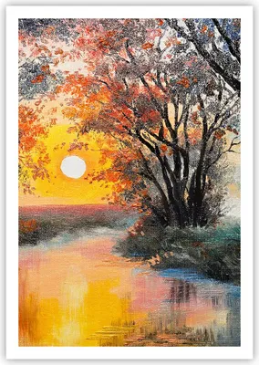 Produktbild von Poster - Poster ohne Rahmen - Fluss Sonne Bäume - 70x100 cm - Wand Bild - Wanddeko - Wandbilder - Kunstposter - Wandposter - Bilder - Kunstdruck - Wanddekoration - Wandbild - P2XPA70x100-4190