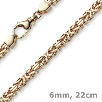 Produktbild von 6mm Armband Armkette Königskette aus 750 Gold Rotgold massiv 22cm Herren