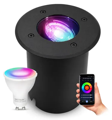 Produktbild von SSC-LUXon JUAVI Bodeneinbauleuchte aussen Steuerbar per App & Sprache - Bodenstrahler schwarz befahrbar mit Smart GU10 WLAN RGBW 5W dimmbar