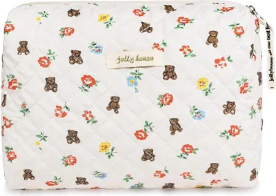 Produktbild von Kosmetiktasche Baumwolle Blumenmuster Damen groß 9,4 * 6,7 * 3,54 Zoll