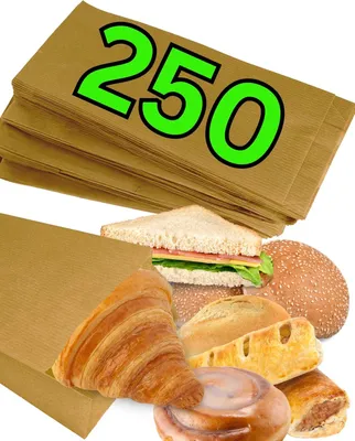 Produktbild von Papiertüte 250 Brottüten Papier - Bäckereien - Sandwichtüten braun - Brottüten - Kraftpapiertüten - Brottüten braun - Sandwichtüten - Frühstückstüten