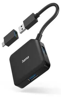 Produktbild von Hama USB-Hub 4 Ports, USB 3.2 Gen1, inkl. USB-C Adapter