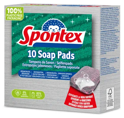 Produktbild von Spontex Seifenpads x10, Grau, Rechteckig, Stahl, Box, 10 Stück(e)