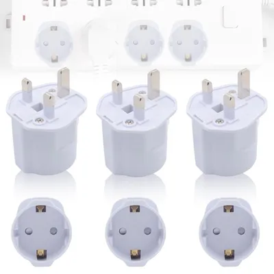 Produktbild von Reiseadapter UK: 3X Adapter England Deutschland Stecker, Reisestecker Schuko EU zu UK-Steckdose Stromadapter, Deutschland zu England Steckdosenadapter Reisestecker für Irland Malta