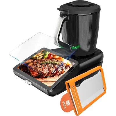Produktbild von Displayschutzfolie für Vorwerk Thermomix TM7, Panzerglas 9H, kratzfest, HD transparent, blasenfrei, vollflächige Abdeckung, einfache Montage