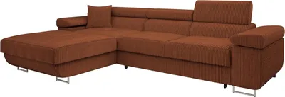 Produktbild von MIRJAN24 Ecksofa Torezio Mini Cord, Stilvoll Eckcouch mit Bettkasten und Schlaffunktion, Einstellbare Kopfstützen, 280x170x70-90 cm (Farbe: Poso 39, Seite: Links)