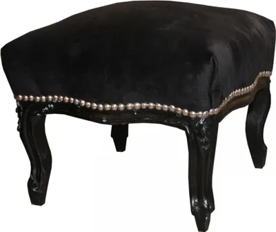 Image de Casa Padrino Tabouret Baroque Moyen Noir / Noir - Meubles de Style Antique - Tabourets