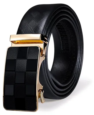 Obrázek produktu pro Pánský kožený pásek, šířka 35 mm, s přezkou s ráčkou, nastavitelný, černý, délka 130 cm