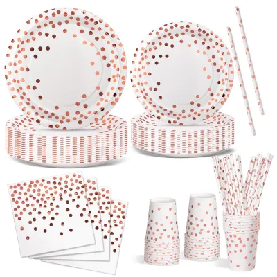 Partygeschirr-Set 120-tlg., Roségold, für 24 Gäste