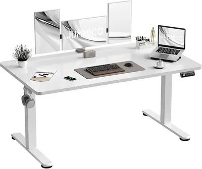 Productafbeelding van Verstelbaar bureau, 140 x 60 cm, staand bureau, elektrisch verstelbaar bureau met geheugenfunctie, wit