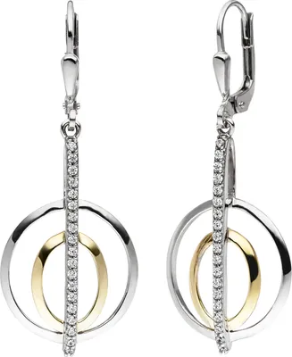 Produktbild von Ohrhänger 925 Sterling Silber bicolor vergoldet 38 Zirkonia Ohrringe Boutons