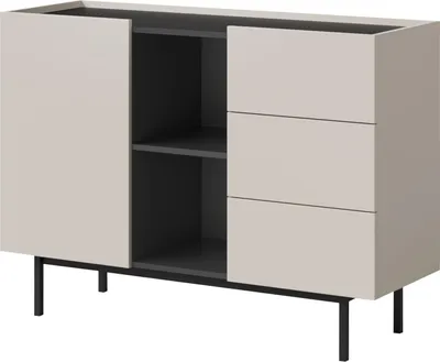 Kommode mit Schubladen  Kaschmir / Schwarz 120 cm Breite