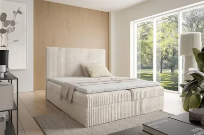 Produktbild von Boxspringbett Schlafzimmerbett ARNAU 180x200cm Stoff Tilia Creme