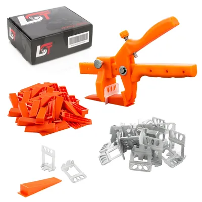 Produktbild von Nivelliersystem 6000x hohe Zuglaschen 1mm + 1000x Keile + Zange Fliesen 12-20mm