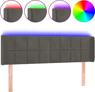 Produktbild von vidaXL LED Kopfteil Dunkelgrau 147x16x78/88 cm Samt