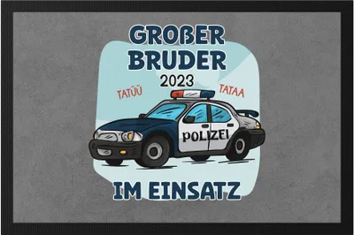 Produktbild von Großer Bruder Im Einsatz 2023 Fußmatte Polizist Geschwister Liebe Retter Beschützer Familie Liebe Tatü Tata