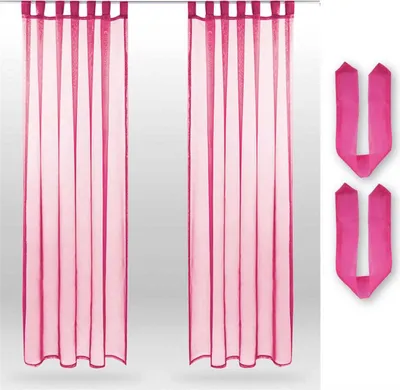 Immagine prodotto di confezione di 2 tende (+ tiranti) trasparenti con passanti Noella, dimensioni: 140 x 245 cm (rosa)