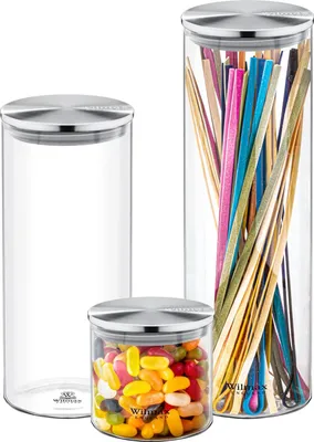 Produktbild von Wilmax Vorratsglas Set mit Edelstahldeckel 3er Set WL-888512/A-516/A-520/A