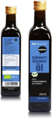 Produktbild von Wohltuer Schwarzkümmel Öl 250 ml - Kaltgepresst (250ml Flasche)