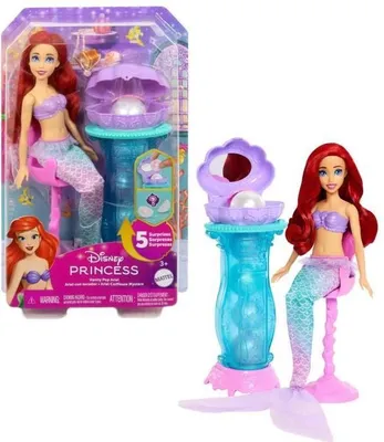 Immagine prodotto di Bambola Disney Princess Ariel con segreti in perle, bambola snodabile 2 in 1, 5 sorprese, con sedia e toletta, dai 3 anni in su