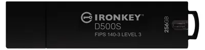 Zdjęcie produktu dla Kingston Technology IronKey 256GB D500S FIPS 140-3 Lvl 3 AES-256, 256 GB, USB Typu-A, 3.2 Gen 1 (3.1 Gen 1), 240 MB/s, Pokrywka, Czarny