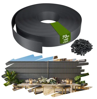 Obrázek produktu pro YRHome PVC zástěna na balkon, fólie na ochranu soukromí, zástěna na plot, balkon, terasa, zahrada, 70 m, antracitová, včetně 140 upevňovacích spon