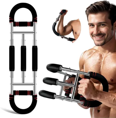 Produktbild von Twister Armtrainer, 40-200LB Verstellbares Brusttrainingsgerät mit 3 Stufen, Tragbarer Unterarmtrainer, Unterarm Fitnessgeräte für Zuhause, Rot