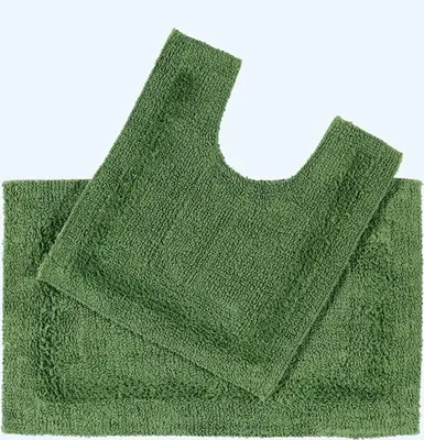 Produktbild von HOMESCAPES 2-tlg. Badgarnitur farngrün aus 100% Baumwolle