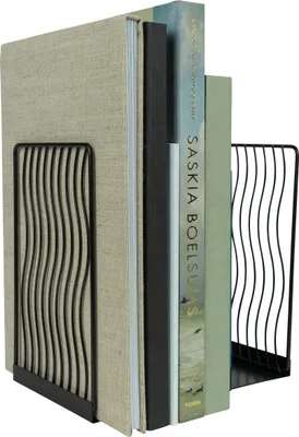 Produktbild von QUVIO Buchablage im Wellendesign - Buchhalter - Buchständer - Buchstütze - Zeitschriftenhalter - 2 Stück - Stahl - Schwarz