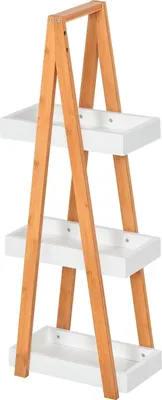 Image de HOMCOM Etagère en Bambou et Bois de Salle de Bain Étagère Debout 3 paniers dim. 30L x 18l x 81H cm Blanc