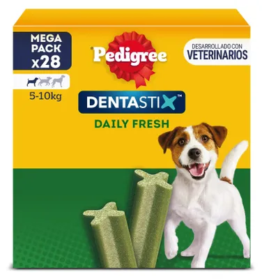 Productafbeelding van Pedigree Dentastix Fresh, 112 snacks voor mondhygiëne (geschikt voor kleine honden van 5-10 kg), 440 g, 28 stuks - 4 verpakkingen met elk 28 stuks (in totaal 112 stuks)