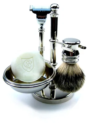 Produktbild von Rasierständer in Silber mit Seifenschale