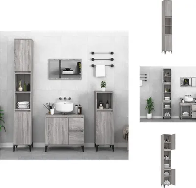 Obrázok produktu pre vidaXL Kúpeľňová skrinka Grey Sonoma 30x30x190 cm Materiál na báze dreva - Súpravy kúpeľňového nábytku