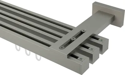 Produktbild von Interdeco Innenlaufstange / Gardinenstange mit Innenlauf Satin-Silber, Typ Quadline Sono (Kappe), 20 x 20 mm 3-läufig, 260 cm