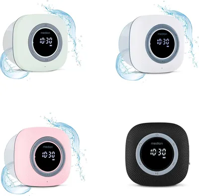 Image de MEDION S66884 Radio de douche avec Bluetooth (radio de salle de bain, radio FM, ventouse, écran LED, IPX6 étanche, batterie intégrée, MD43884) blanc