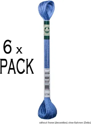 Produktbild von 6x DMC Stickgarn Mouline Satin 1008F -798, 6-fädig, 8m, VPE