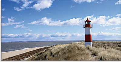 Produktbild von ARTland Glasbild Leuchtturm Sylt Größe: 60x30 cm