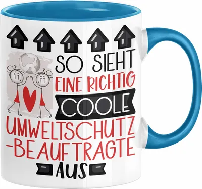 Produktbild von Umweltschutzbeauftragte Geschenk Tasse Geschenkidee für Umweltschutzbeauftragte Geburtstag Weihnachten Spruch So Sieht Eine Richtig Coole Umweltschutzbeauftragte Aus Kaffee-Becher  (Blau)
