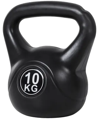 Image de Kettlebell, 10 kg, poignée large pour entraînement de la force, couleur noire
