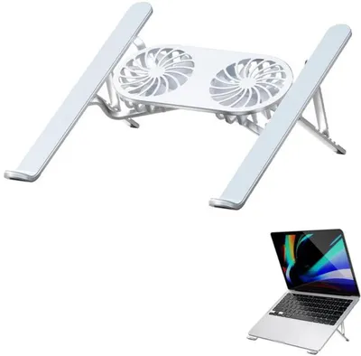 Produktbild von Opvouwbare laptopstandaard mit stummer Lüfter und USB-Anschlüssen