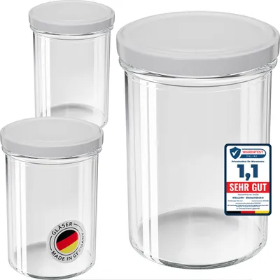 Produktbild von 100x WELLGRO Einmachgläser 435ml – Schraubdeckel TO82 weiß